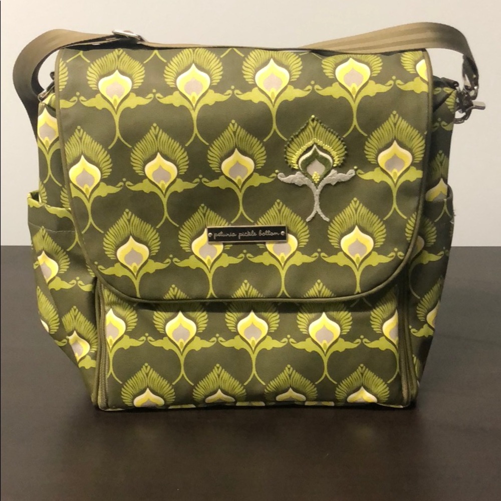 Petunia Pickle Bottom peacock feather diaper bag